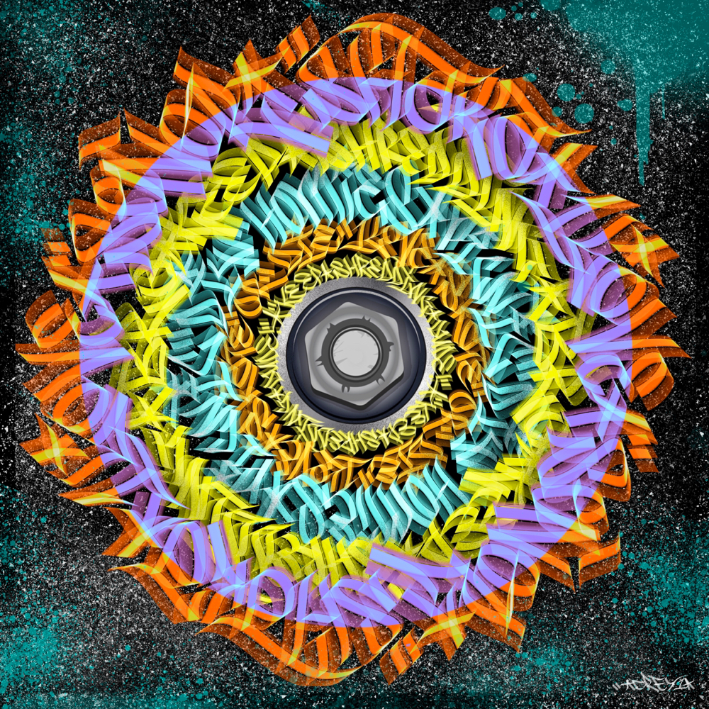 Calligraphy skateboard wheel design Birthday gift by Crey_one in Barcelona