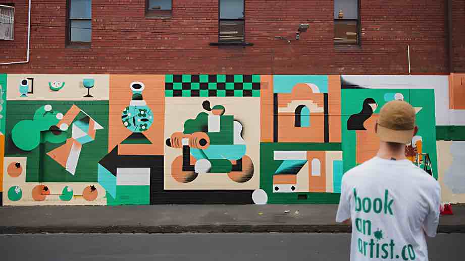 Artist painting a custom mural